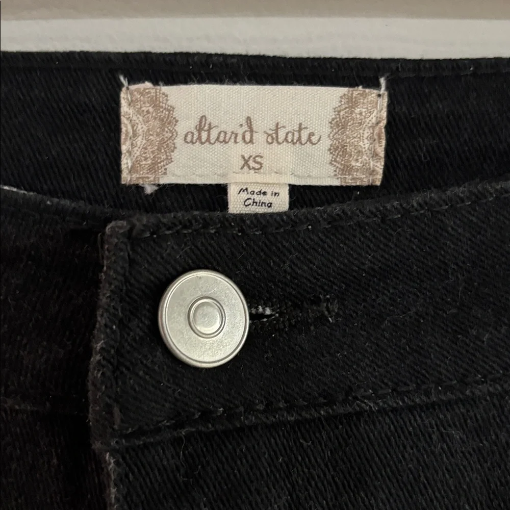 Altar'd State Black Pants with White Star Design - Picture 2 of 4